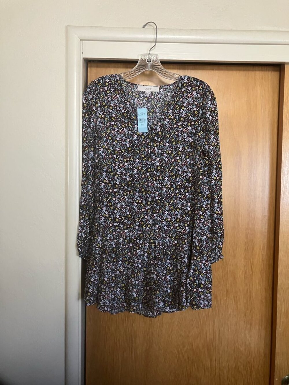 LOFT floral midi shift dress